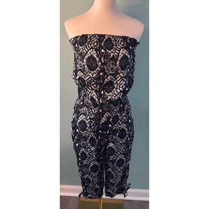 Women's Chesley Jumpsuit Size L Black White Strapless
